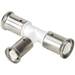 HENCO Té Réduit PVDF Blanc Multicouche à Sertir TH Ou BE Ø26x3.0-20x2.0-26x3.0