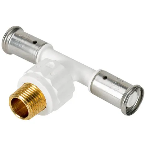 HENCO Té Mâle PVDF Blanc Multicouche à Sertir TH Ou BE Ø20x2.0-1/2-20x2.0 1 HENCO Té Mâle PVDF Blanc Multicouche à Sertir TH Ou BE Ø20x2.0-1/2-20x2.0