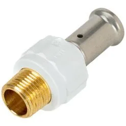 HENCO Raccord Droit Mâle PVDF Blanc Multicouche à Sertir TH Ou BE Ø16x2.0-1/2