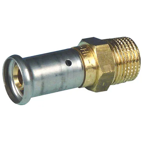HENCO Raccord Droit Mâle Laiton Multicouche à Sertir TH Ou BE Ø16x2.0-1/2 1 HENCO Raccord Droit Mâle Laiton Multicouche à Sertir TH Ou BE Ø16x2.0-1/2