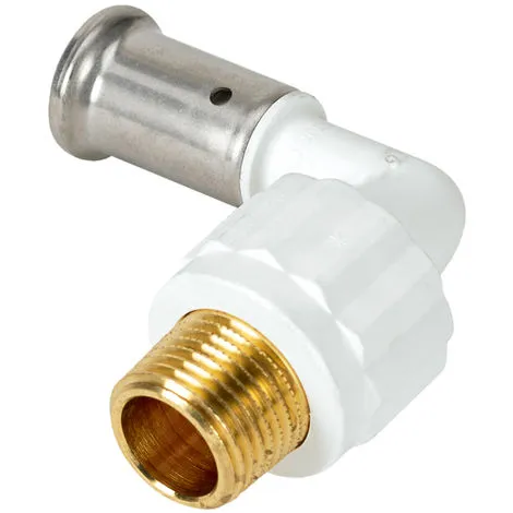 HENCO Coude 90° Mâle PVDF Blanc Multicouche à Sertir TH Ou BE Ø20x2.0-3/4 1 HENCO Coude 90° Mâle PVDF Blanc Multicouche à Sertir TH Ou BE Ø20x2.0-3/4